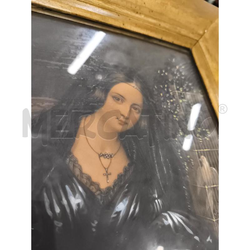 QUADRO DIP DONNA SEDUTA CON GABBIA  | Mercatino dell'Usato Roma gregorio vii 3