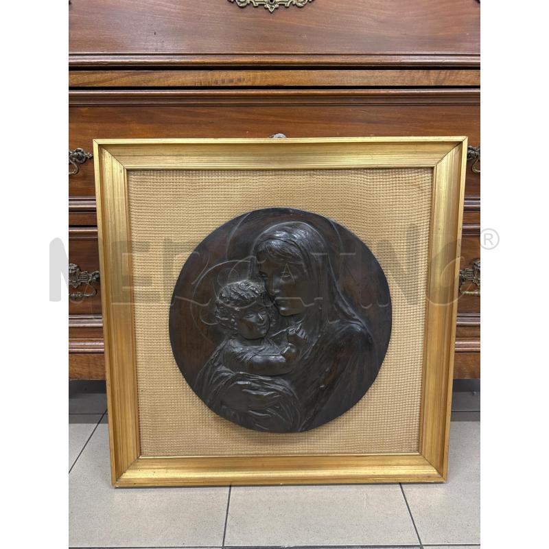 QUADRO PLACCA BRONZO MADONNA CON BAMBINO  | Mercatino dell'Usato Roma gregorio vii 1