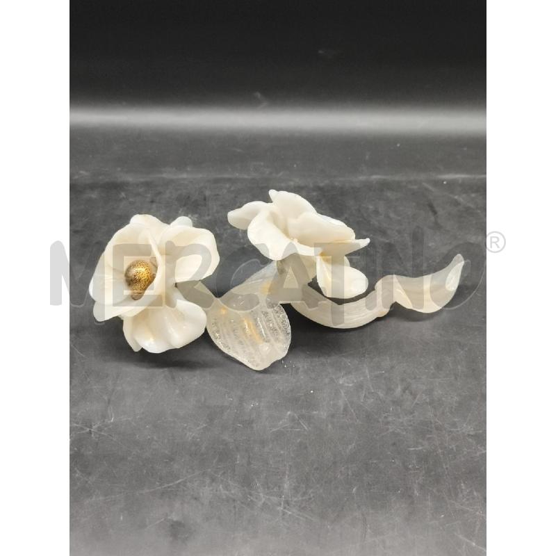 RAMO FIORI MURANO BIANCO INCLUSIONI ORO  | Mercatino dell'Usato Roma gregorio vii 2