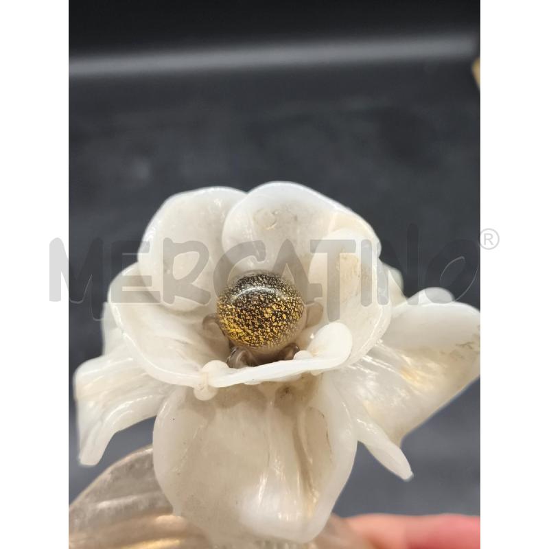 RAMO FIORI MURANO BIANCO INCLUSIONI ORO  | Mercatino dell'Usato Roma gregorio vii 3