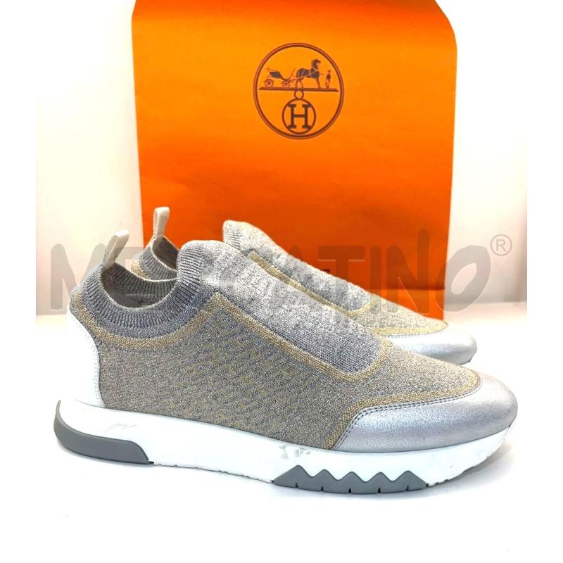 SCARPE DONNA HERMES SLIP ON GRIGIE E DORATE | Mercatino dell'Usato Roma gregorio vii 1