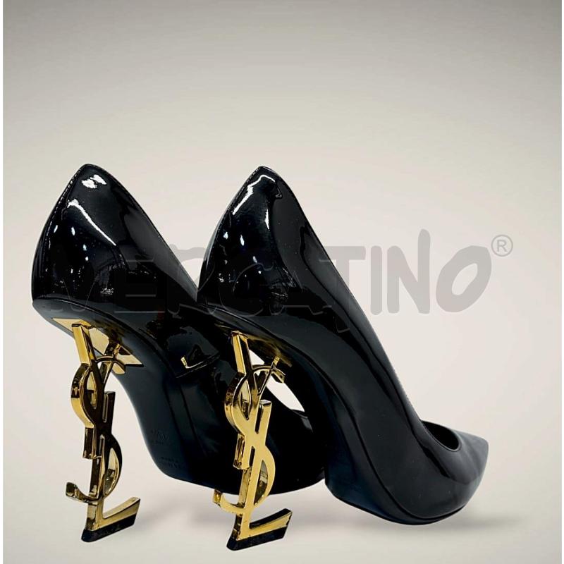 SCARPE DONNA YVES SAINT LAURENT NERE VERNICE TACCO DORATO | Mercatino dell'Usato Roma gregorio vii 2