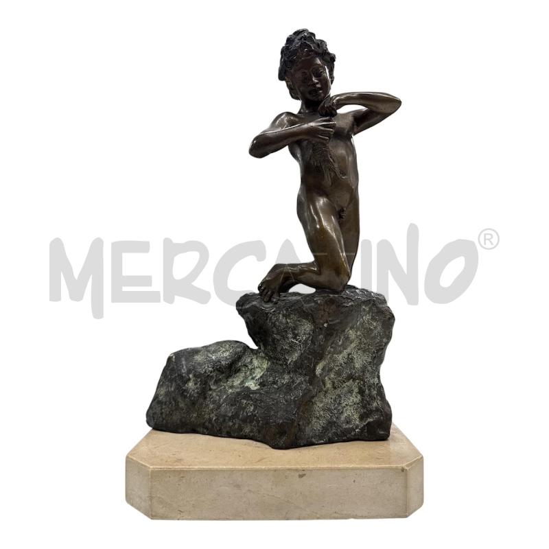 SCULTURA BRONZO BAMBINO NUDO SU ROCCIA | Mercatino dell'Usato Roma gregorio vii 1