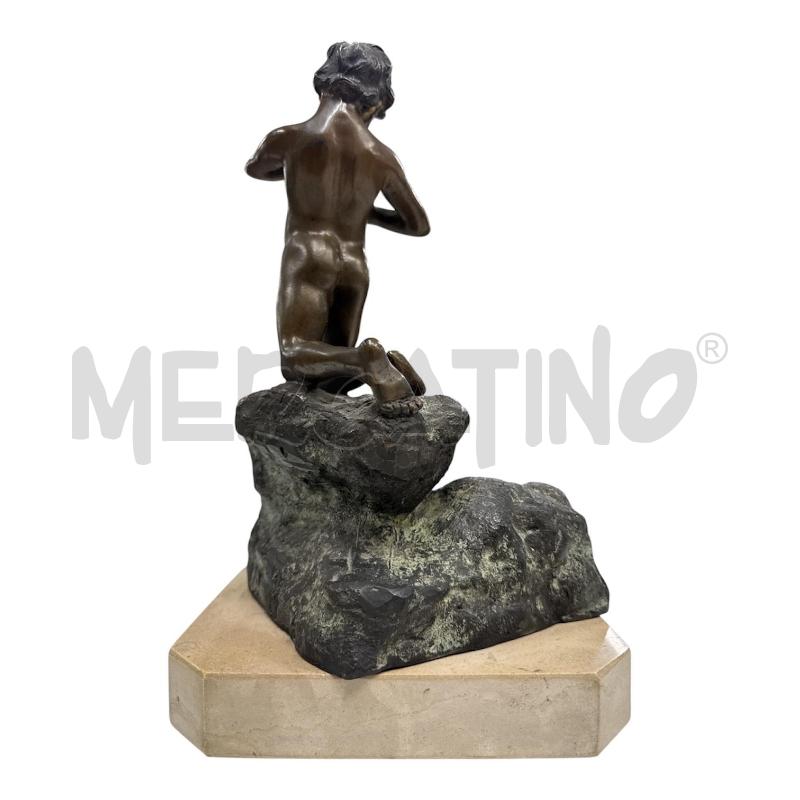 SCULTURA BRONZO BAMBINO NUDO SU ROCCIA | Mercatino dell'Usato Roma gregorio vii 2