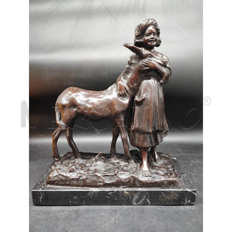 SCULTURA BRONZO DE MARTINO BIMBA CON ASINO  | Mercatino dell'Usato Roma gregorio vii 1
