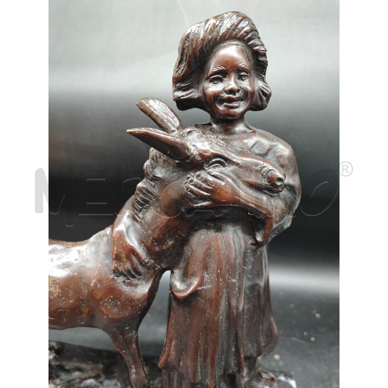 SCULTURA BRONZO DE MARTINO BIMBA CON ASINO  | Mercatino dell'Usato Roma gregorio vii 2