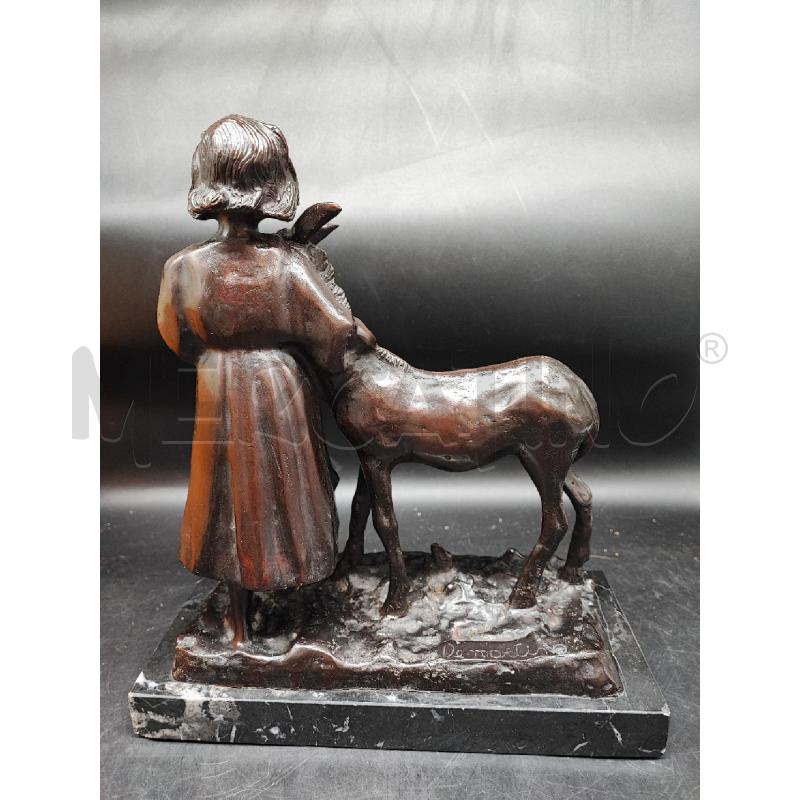 SCULTURA BRONZO DE MARTINO BIMBA CON ASINO  | Mercatino dell'Usato Roma gregorio vii 3