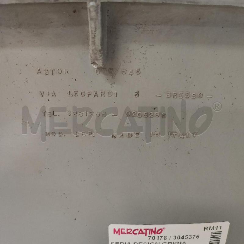 SEDIA DESIGN GRIGIA  | Mercatino dell'Usato Roma gregorio vii 3