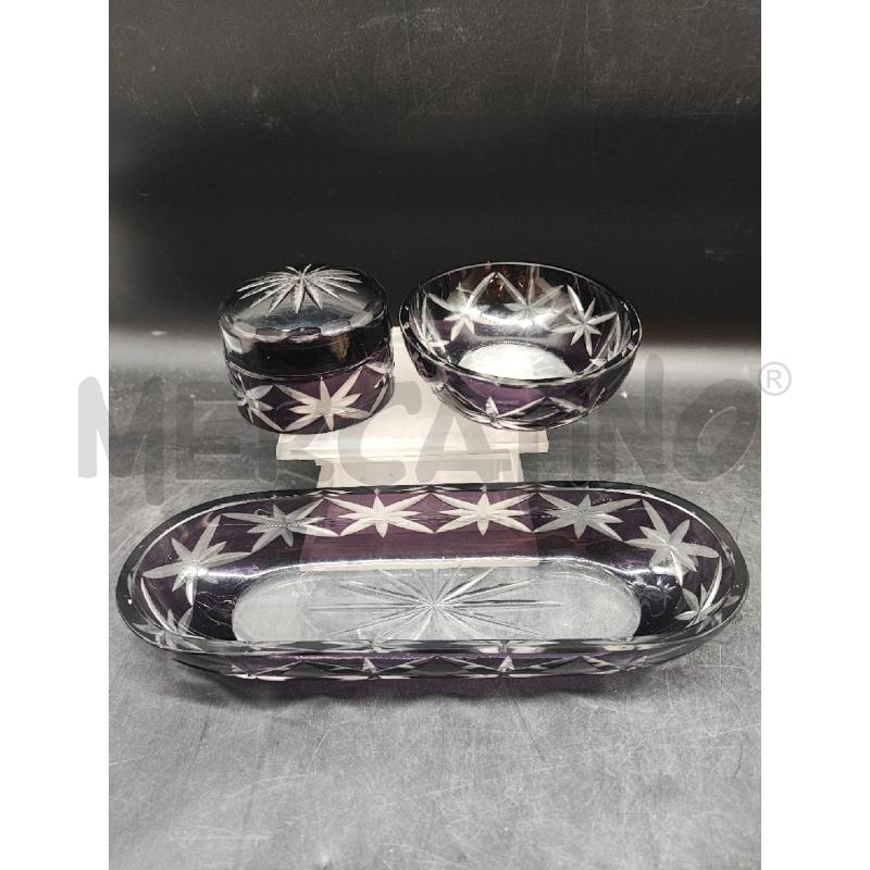 SET BAGNO CRISTALLO VIOLA 3 PZ  | Mercatino dell'Usato Roma gregorio vii 1