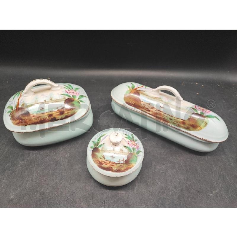 SET DA BAGNO 3PZ PORC DIPINTI LAGO  | Mercatino dell'Usato Roma gregorio vii 1