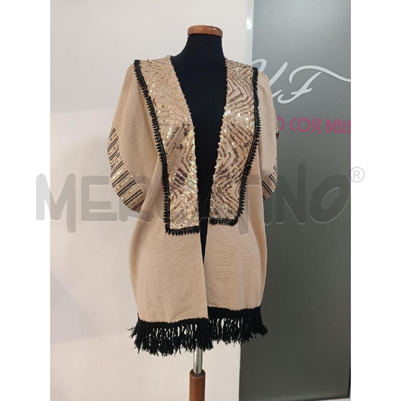 SPOLVERINO DONNA MEME ROAD BEIGE PAILLETTES DORATE FRANGE NERE | Mercatino dell'Usato Roma gregorio vii 1