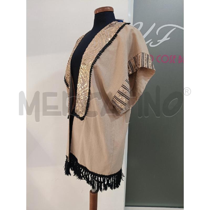 SPOLVERINO DONNA MEME ROAD BEIGE PAILLETTES DORATE FRANGE NERE | Mercatino dell'Usato Roma gregorio vii 2