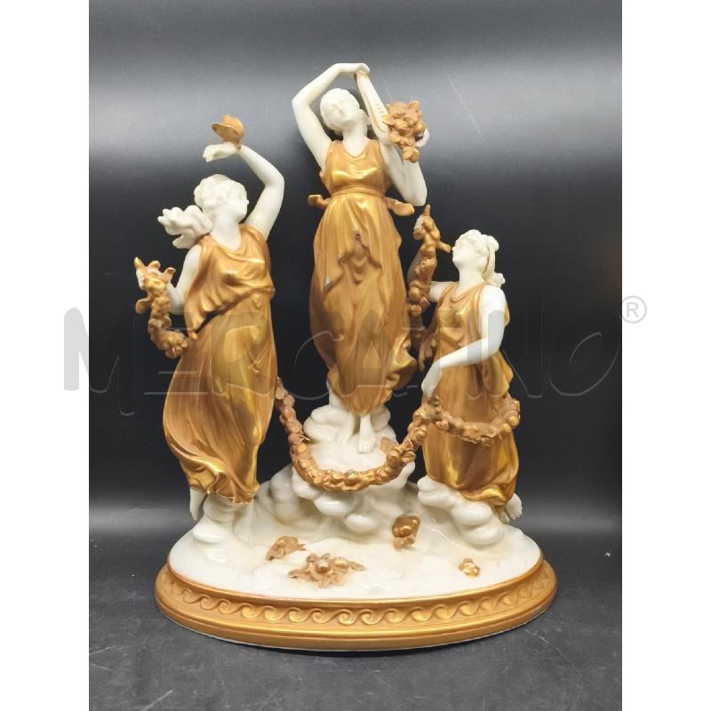 STATUA 3 GRAZIE BIANCHE DORATE CAPODIMONTE  | Mercatino dell'Usato Roma gregorio vii 1