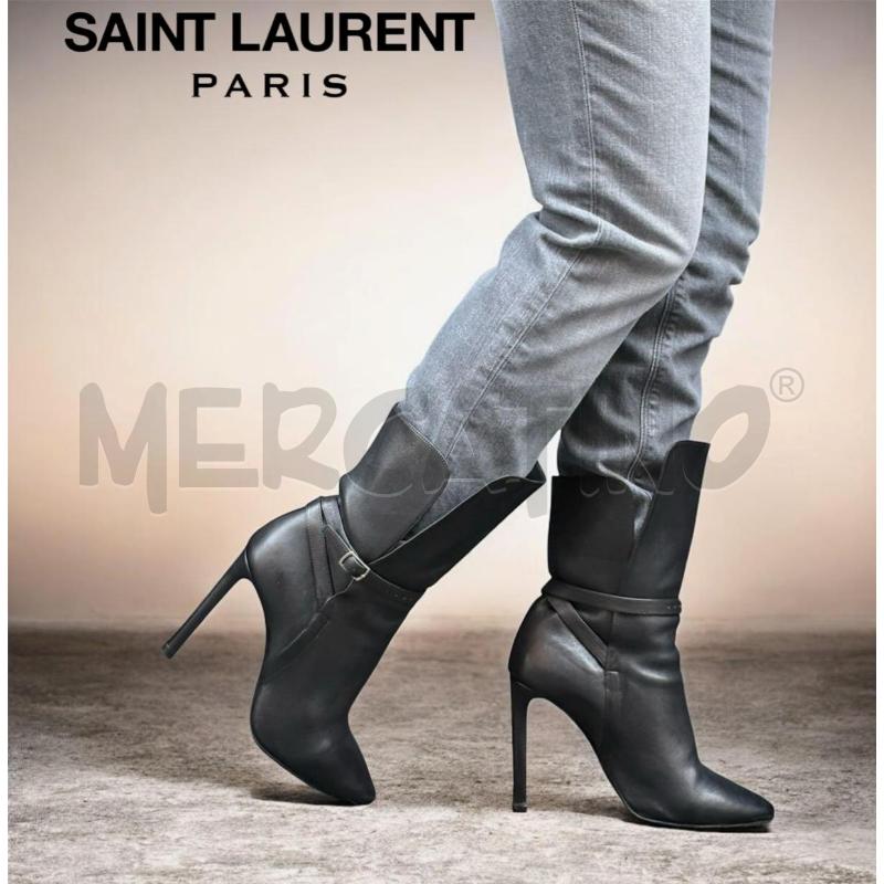 STIVALI DONNA SAINT LAURENT NERI PELLE FIBBIA | Mercatino dell'Usato Roma gregorio vii 4