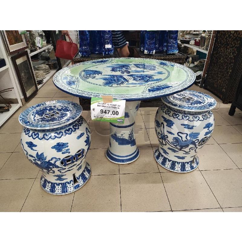 TAVOLO +2 SGABELLI DECORATI CERAMICA | Mercatino dell'Usato Roma gregorio vii 1