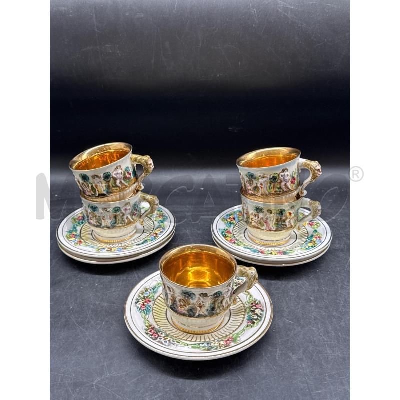 TAZZINE 5PZ CAPODIMONTE RILIEVO PUTTI  | Mercatino dell'Usato Roma gregorio vii 1