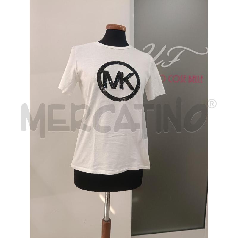 T SHIRT DONNA MICHAEL KORS BIANCA LOGO NERO PAILLETTES | Mercatino dell'Usato Roma gregorio vii 1