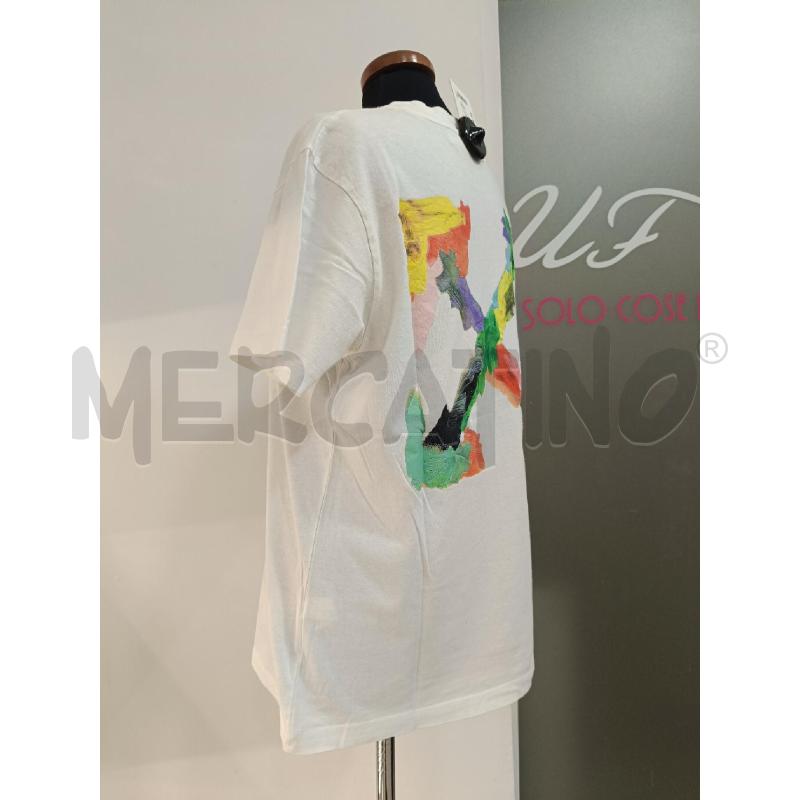 T SHIRT DONNA OFF WHITE BIANCA SEASONAL LOGO MULTICOLOR | Mercatino dell'Usato Roma gregorio vii 3