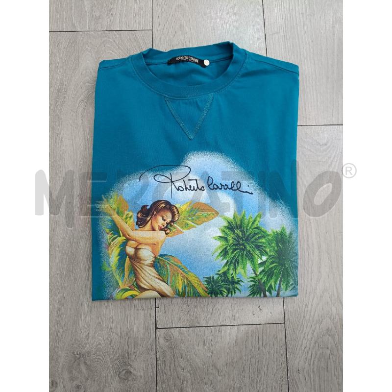 T SHIRT UOMO ROBERTO CAVALLI VERDE STAMPA DONNA FIORI | Mercatino dell'Usato Roma gregorio vii 1