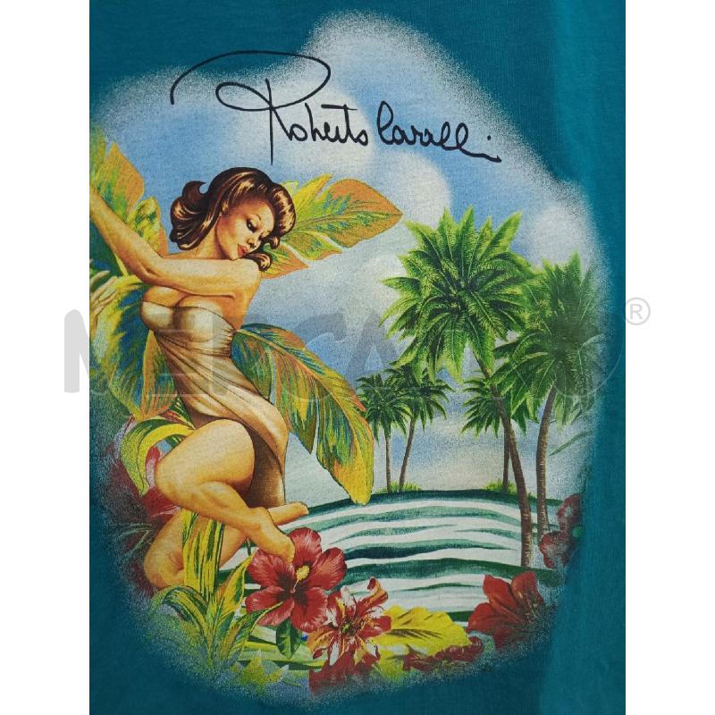 T SHIRT UOMO ROBERTO CAVALLI VERDE STAMPA DONNA FIORI | Mercatino dell'Usato Roma gregorio vii 2