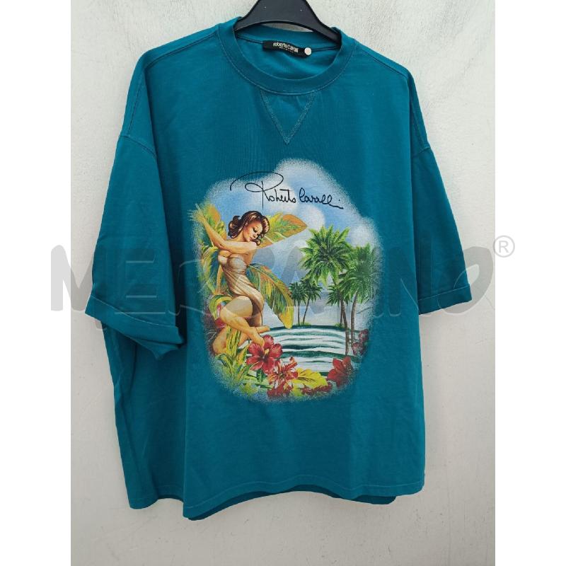 T SHIRT UOMO ROBERTO CAVALLI VERDE STAMPA DONNA FIORI | Mercatino dell'Usato Roma gregorio vii 3