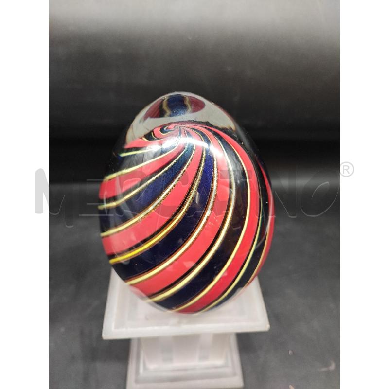 UOVO VETRO GRANDE RIGHE BLU ROSSE  | Mercatino dell'Usato Roma gregorio vii 2