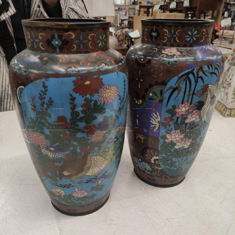 VASI CLOISONNE ORIENTALI UCCELLI BIANCHI  | Mercatino dell'Usato Roma gregorio vii 1