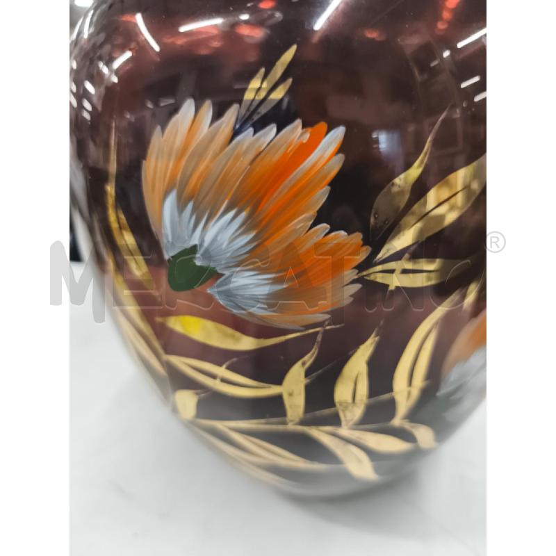 VASO CRISTALLO VIOLA FIORI DIPINTI ARANCI | Mercatino dell'Usato Roma gregorio vii 2
