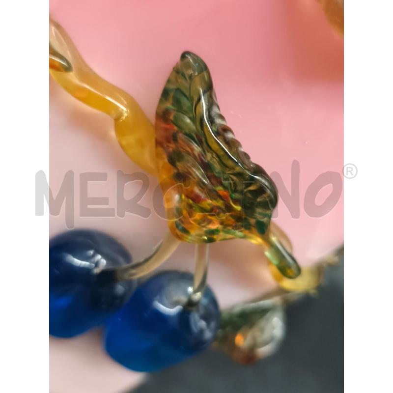 VASO MURANO FIORI BIANCHI RILIEVO CON CREPA  | Mercatino dell'Usato Roma gregorio vii 3
