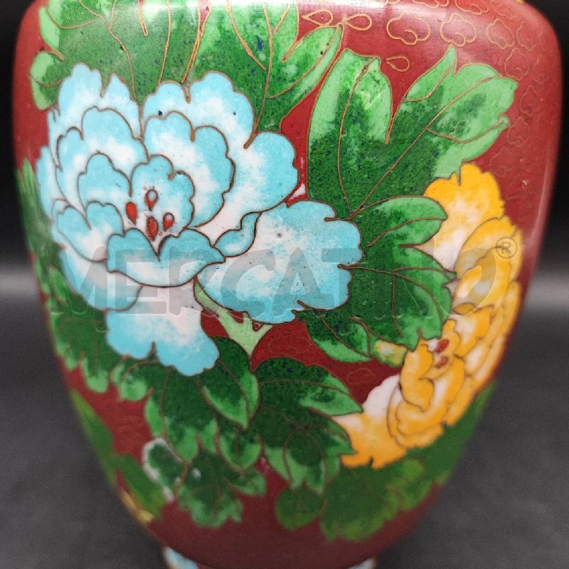 VASO ORIENTALE ROSSO CLOISONNE FIORI  | Mercatino dell'Usato Roma gregorio vii 2