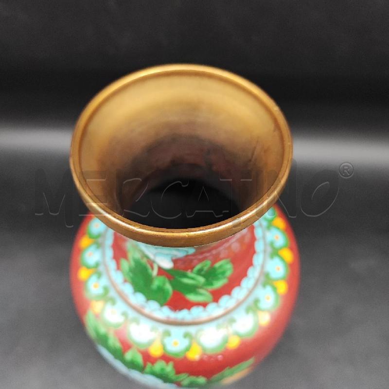 VASO ORIENTALE ROSSO CLOISONNE FIORI  | Mercatino dell'Usato Roma gregorio vii 3