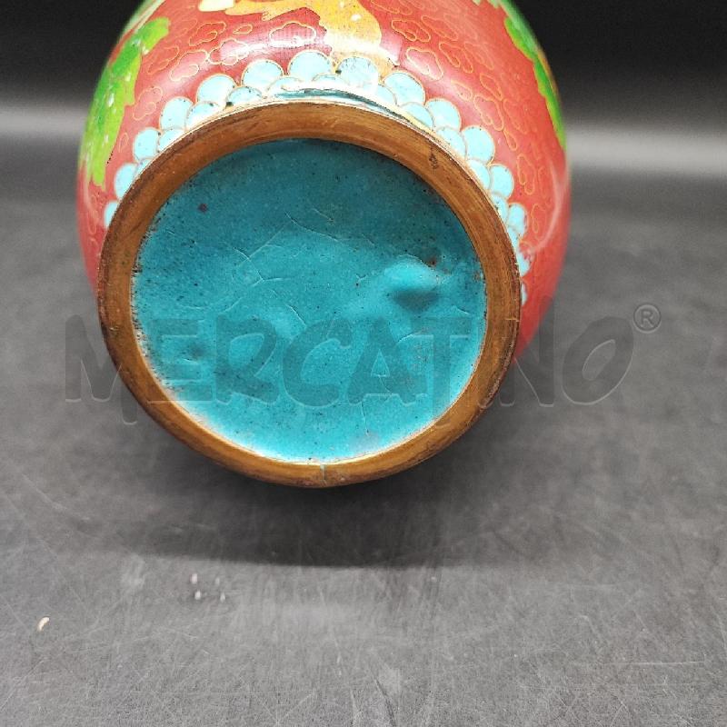 VASO ORIENTALE ROSSO CLOISONNE FIORI  | Mercatino dell'Usato Roma gregorio vii 4