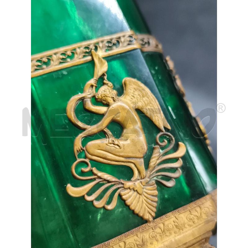 VASO VETRO VERDE INSERTI BRONZO  22.5 CM | Mercatino dell'Usato Roma gregorio vii 2