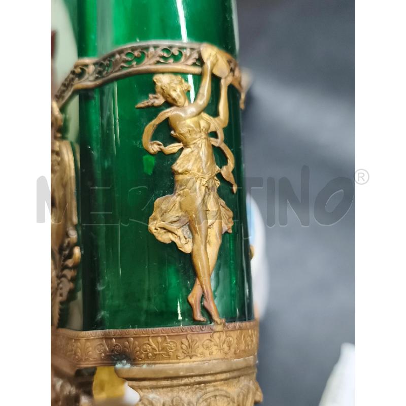 VASO VETRO VERDE INSERTI BRONZO  22.5 CM | Mercatino dell'Usato Roma gregorio vii 3