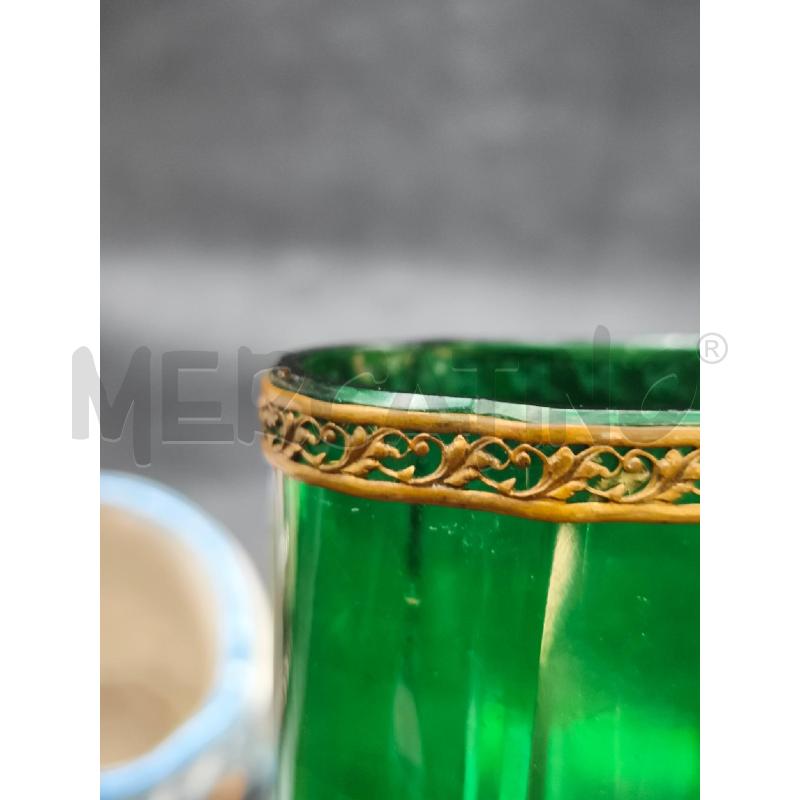 VASO VETRO VERDE INSERTI BRONZO  22.5 CM | Mercatino dell'Usato Roma gregorio vii 4