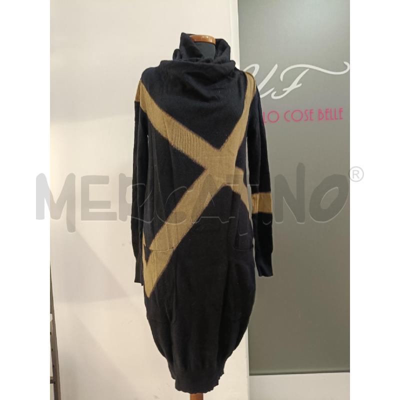 VESTITO DONNA ALEXANDER MCQUEEN NERO RIGHE DORATE CACHEMIRE COLLO ALTO | Mercatino dell'Usato Roma gregorio vii 1