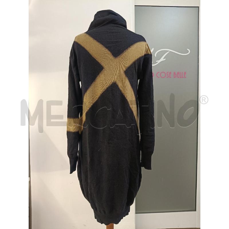 VESTITO DONNA ALEXANDER MCQUEEN NERO RIGHE DORATE CACHEMIRE COLLO ALTO | Mercatino dell'Usato Roma gregorio vii 3