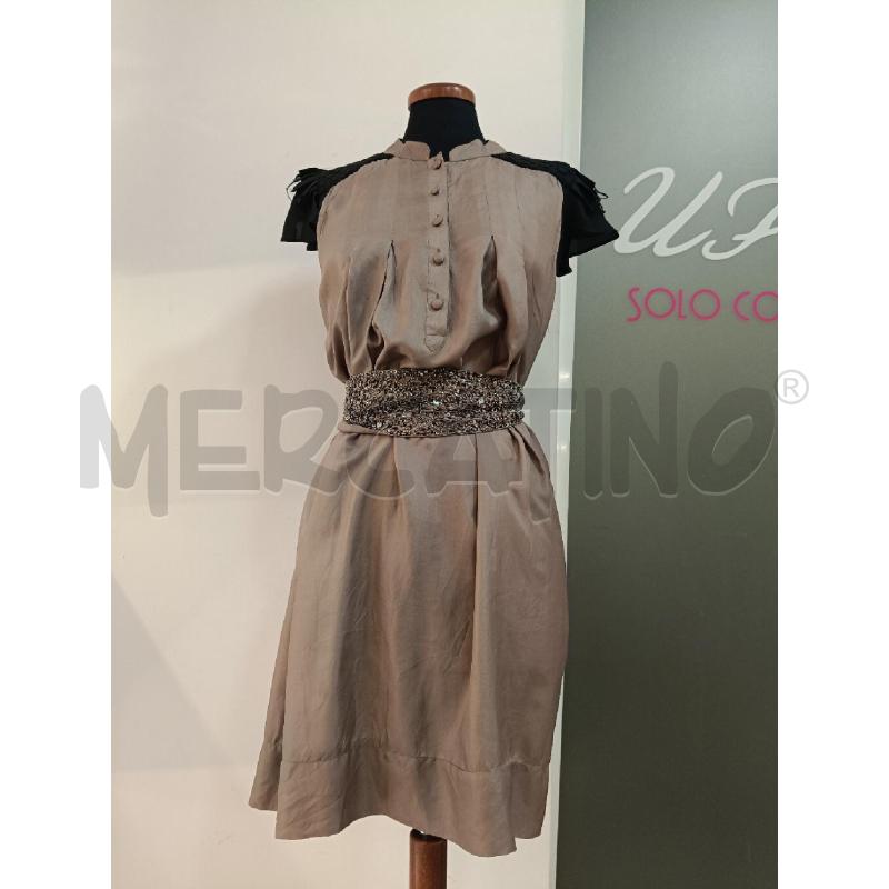 VESTITO DONNA ALYSI MARRONE SETA MANICHE NERE | Mercatino dell'Usato Roma gregorio vii 1