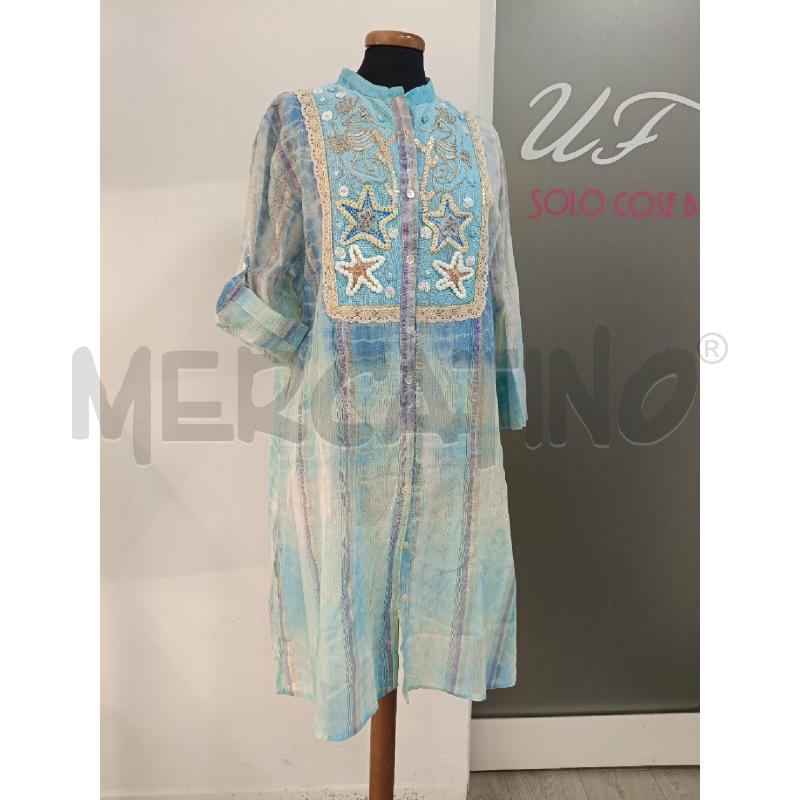 VESTITO DONNA CHEMISIER CAMOMILLA CELESTE LUREX STELLA MARINA | Mercatino dell'Usato Roma gregorio vii 1