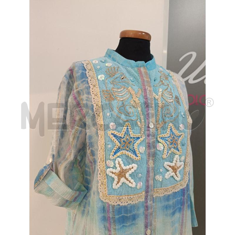 VESTITO DONNA CHEMISIER CAMOMILLA CELESTE LUREX STELLA MARINA | Mercatino dell'Usato Roma gregorio vii 2