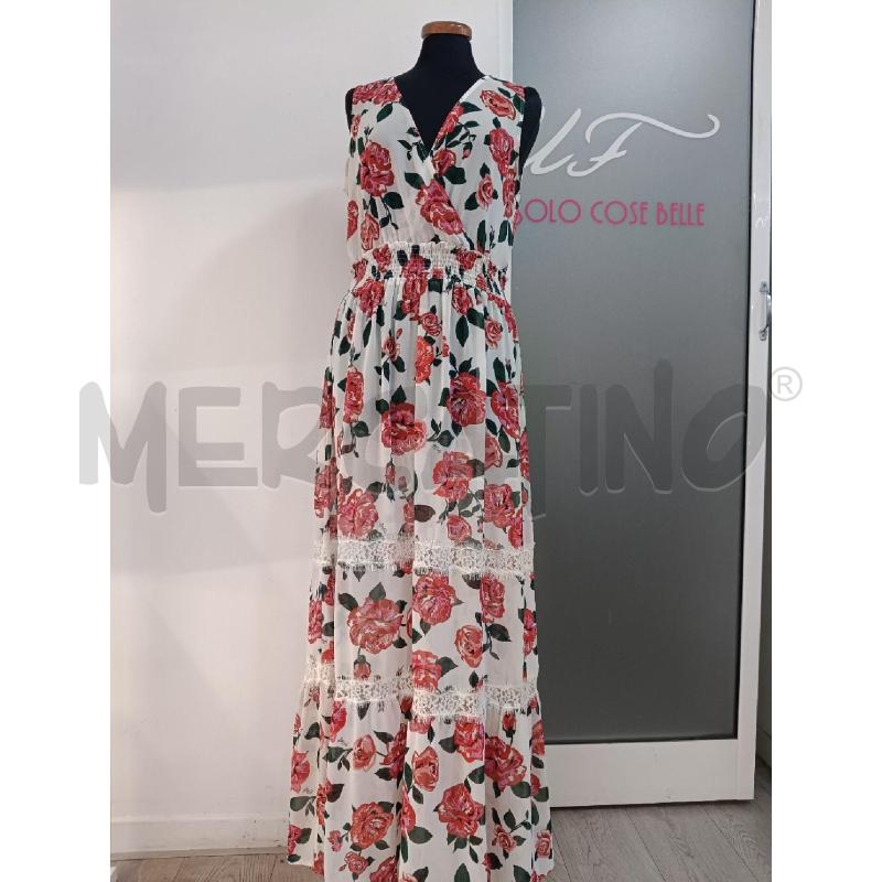 VESTITO DONNA LIUJO BIANCO ROSE LUNGO | Mercatino dell'Usato Roma gregorio vii 1