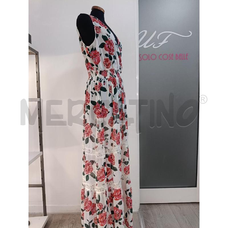 VESTITO DONNA LIUJO BIANCO ROSE LUNGO | Mercatino dell'Usato Roma gregorio vii 2
