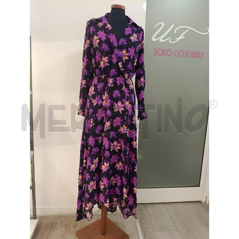 VESTITO DONNA MAJE NERO FIORI VIOLA LUNGO | Mercatino dell'Usato Roma gregorio vii 1