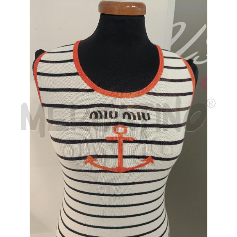 VESTITO DONNA MIU MIU DA RIV BIANCO RIGHE ANCORA ROSSA | Mercatino dell'Usato Roma gregorio vii 2
