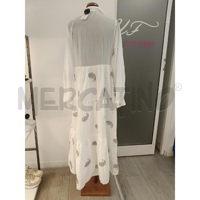 VESTITO DONNA MOTEL BIANCO RICAMI MARRONI CELELSTI | Mercatino dell'Usato Roma gregorio vii 4