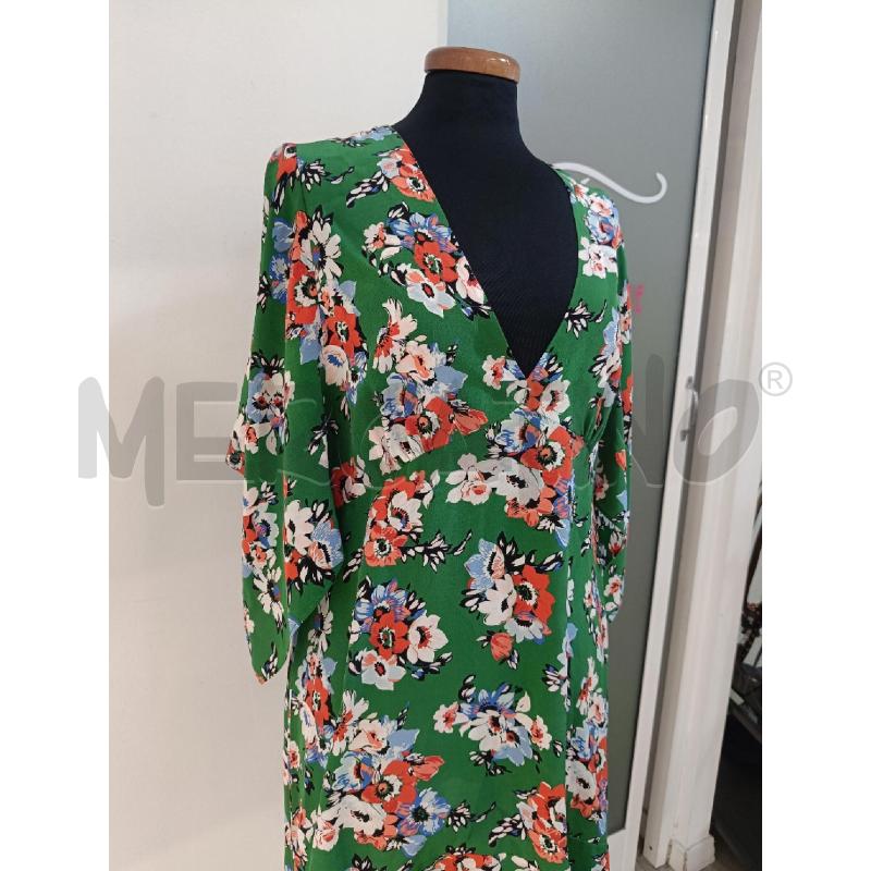 VESTITO DONNA MSGM VERDE FIORI ROSSI SETA | Mercatino dell'Usato Roma gregorio vii 2