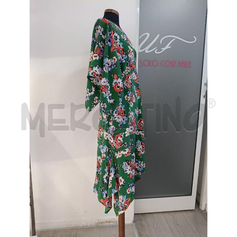 VESTITO DONNA MSGM VERDE FIORI ROSSI SETA | Mercatino dell'Usato Roma gregorio vii 3