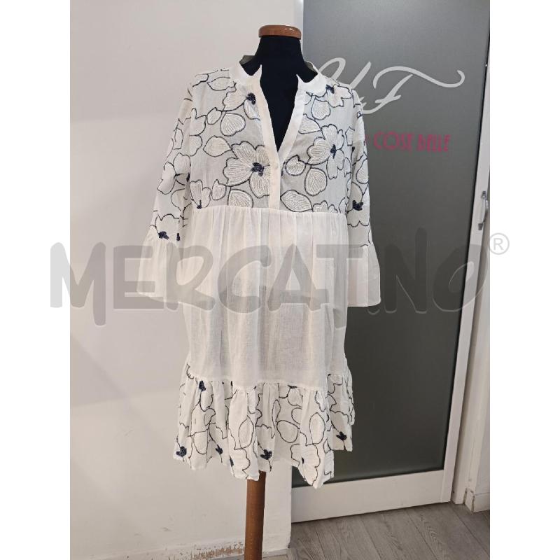 VESTITO DONNA PANAJI BIANCO FIORI BLU | Mercatino dell'Usato Roma gregorio vii 1