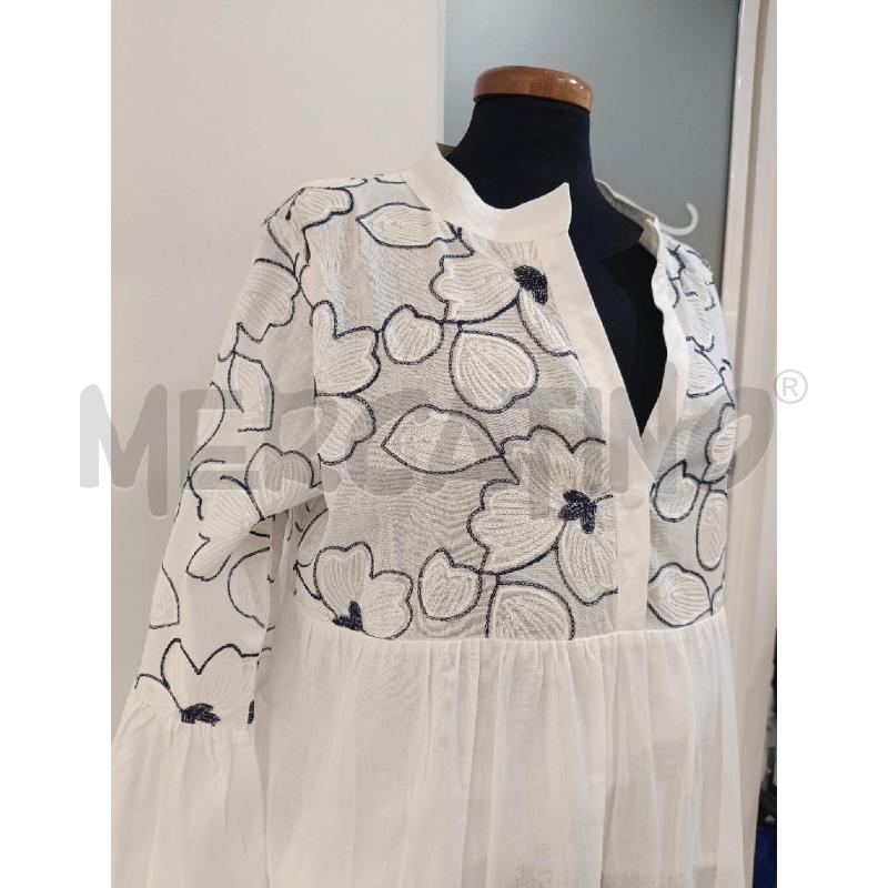 VESTITO DONNA PANAJI BIANCO FIORI BLU | Mercatino dell'Usato Roma gregorio vii 2