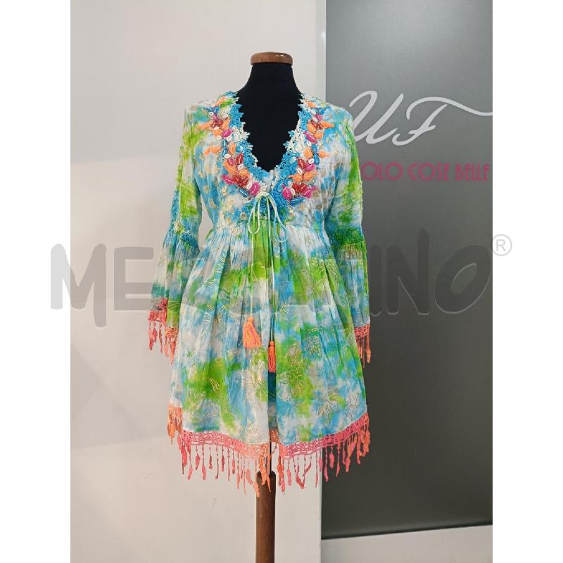 VESTITO DONNA POSITANO BIANCO VERDE CELESTE RICAMI | Mercatino dell'Usato Roma gregorio vii 1